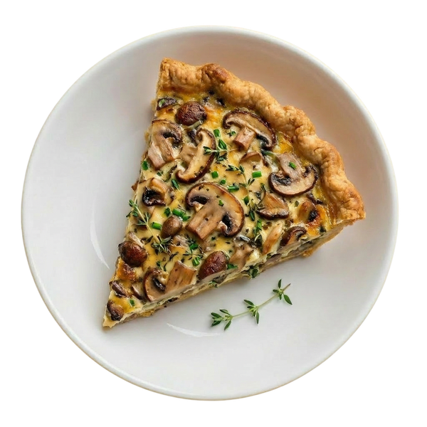 Киш с грибами, нежный и сытный